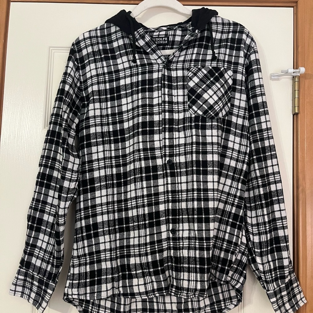 Black and White Plaid Hoodie